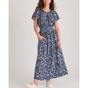 Marine Layer Charlotte Midi Dress Blue Floral Cottagecore Off Shoulder Small NWT